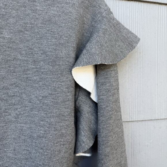 ALICE + OLIVIA Ruffled Jersey Full Zip Jersey Hoodie - Women's Size XS Gray NWT - Picture 8 of 16